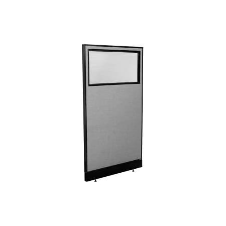 Interion    Office Partition Panel With Partial Window   Pass-Thru Cable, 36-1/4W X 64H, Gray